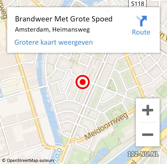 Locatie op kaart van de 112 melding: Brandweer Met Grote Spoed Naar Amsterdam, Heimansweg op 25 januari 2024 20:44