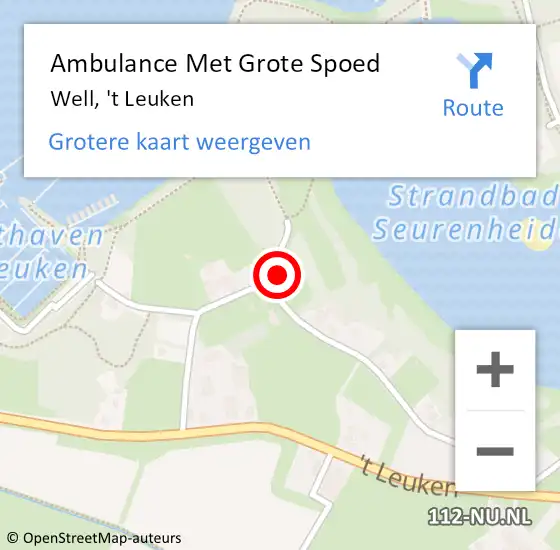 Locatie op kaart van de 112 melding: Ambulance Met Grote Spoed Naar Well, 't Leuken op 25 januari 2024 20:56