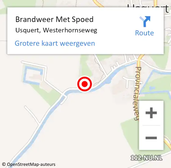 Locatie op kaart van de 112 melding: Brandweer Met Spoed Naar Usquert, Westerhornseweg op 25 januari 2024 21:19