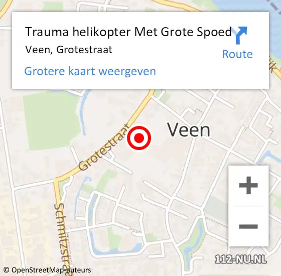 Locatie op kaart van de 112 melding: Trauma helikopter Met Grote Spoed Naar Veen, Grotestraat op 25 januari 2024 21:19