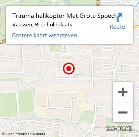 Locatie op kaart van de 112 melding: Trauma helikopter Met Grote Spoed Naar Vaassen, Brunholdplaats op 25 januari 2024 21:33