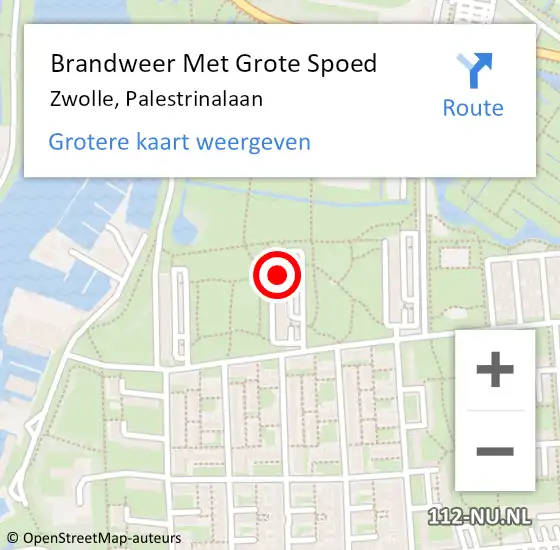 Locatie op kaart van de 112 melding: Brandweer Met Grote Spoed Naar Zwolle, Palestrinalaan op 25 januari 2024 21:42