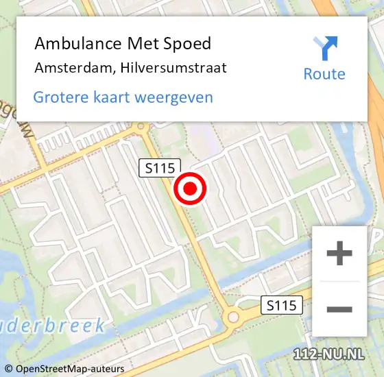 Locatie op kaart van de 112 melding: Ambulance Met Spoed Naar Amsterdam, Hilversumstraat op 25 januari 2024 22:23