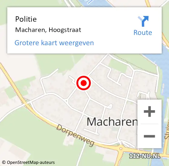 Locatie op kaart van de 112 melding: Politie Macharen, Hoogstraat op 26 januari 2024 00:56