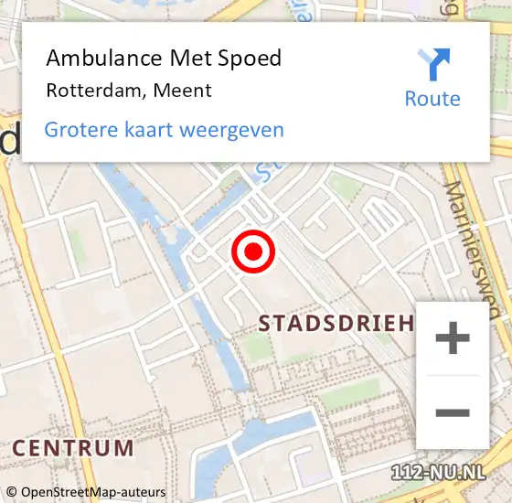 Locatie op kaart van de 112 melding: Ambulance Met Spoed Naar Rotterdam, Meent op 26 januari 2024 03:25