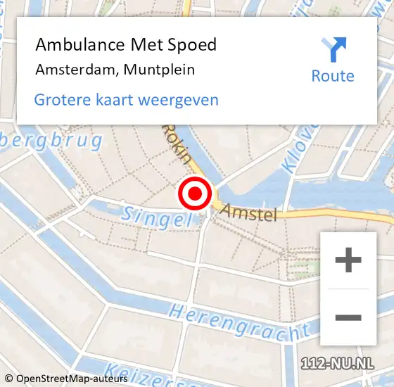 Locatie op kaart van de 112 melding: Ambulance Met Spoed Naar Amsterdam, Muntplein op 26 januari 2024 04:39