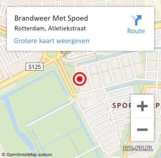 Locatie op kaart van de 112 melding: Brandweer Met Spoed Naar Rotterdam, Atletiekstraat op 26 januari 2024 06:35