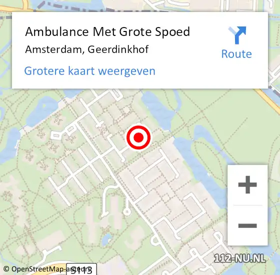Locatie op kaart van de 112 melding: Ambulance Met Grote Spoed Naar Amsterdam, Geerdinkhof op 26 januari 2024 09:15