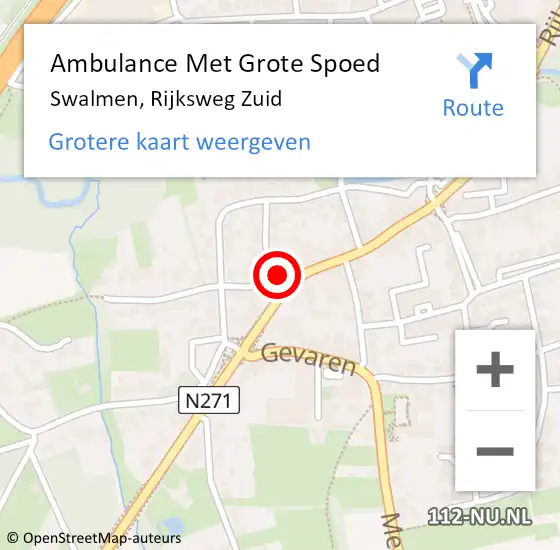 Locatie op kaart van de 112 melding: Ambulance Met Grote Spoed Naar Swalmen, Rijksweg Zuid op 26 januari 2024 10:01