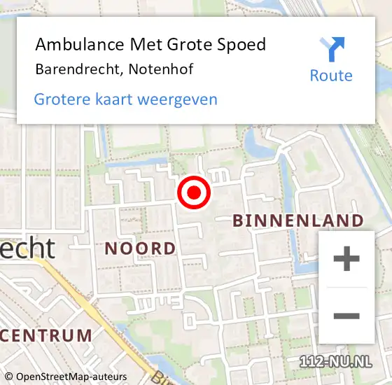 Locatie op kaart van de 112 melding: Ambulance Met Grote Spoed Naar Barendrecht, Notenhof op 26 januari 2024 11:17