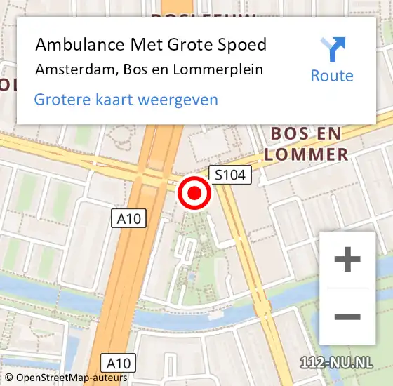 Locatie op kaart van de 112 melding: Ambulance Met Grote Spoed Naar Amsterdam, Bos en Lommerplein op 26 januari 2024 11:25