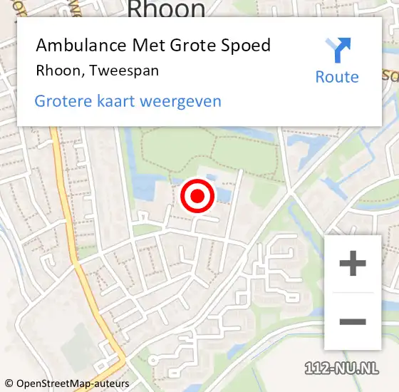 Locatie op kaart van de 112 melding: Ambulance Met Grote Spoed Naar Rhoon, Tweespan op 26 januari 2024 13:16