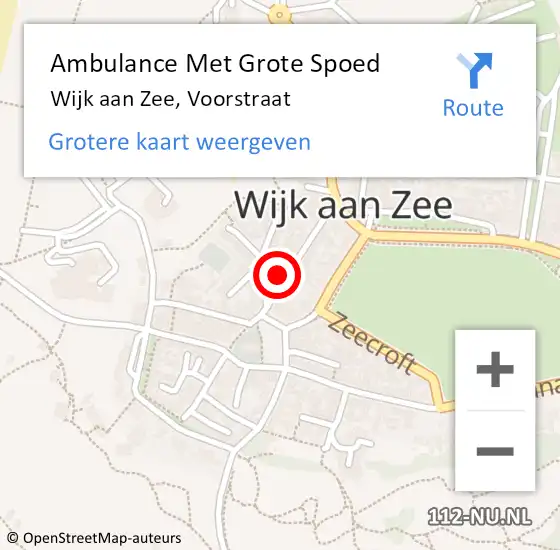 Locatie op kaart van de 112 melding: Ambulance Met Grote Spoed Naar Wijk aan Zee, Voorstraat op 26 januari 2024 13:35