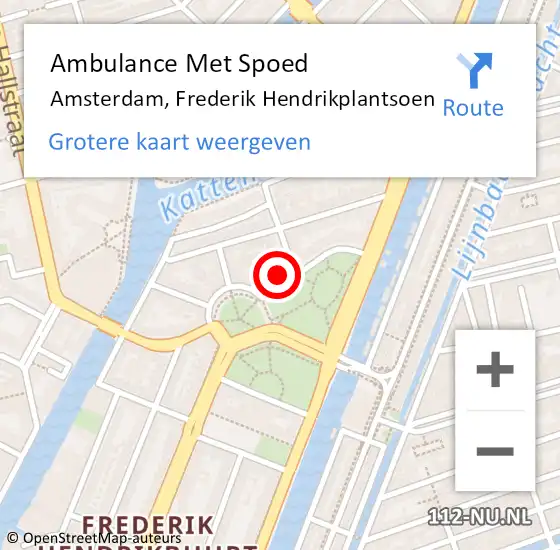 Locatie op kaart van de 112 melding: Ambulance Met Spoed Naar Amsterdam, Frederik Hendrikplantsoen op 26 januari 2024 13:36