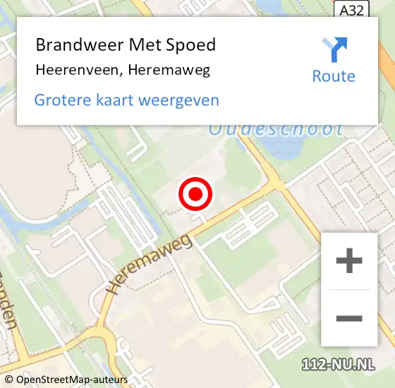 Locatie op kaart van de 112 melding: Brandweer Met Spoed Naar Heerenveen, Heremaweg op 26 januari 2024 13:49