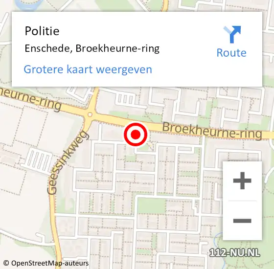 Locatie op kaart van de 112 melding: Politie Enschede, Broekheurne-ring op 26 januari 2024 13:59