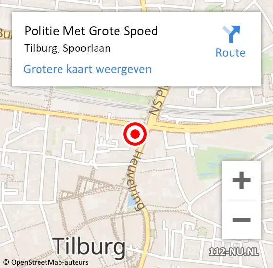 Locatie op kaart van de 112 melding: Politie Met Grote Spoed Naar Tilburg, Spoorlaan op 26 januari 2024 14:37