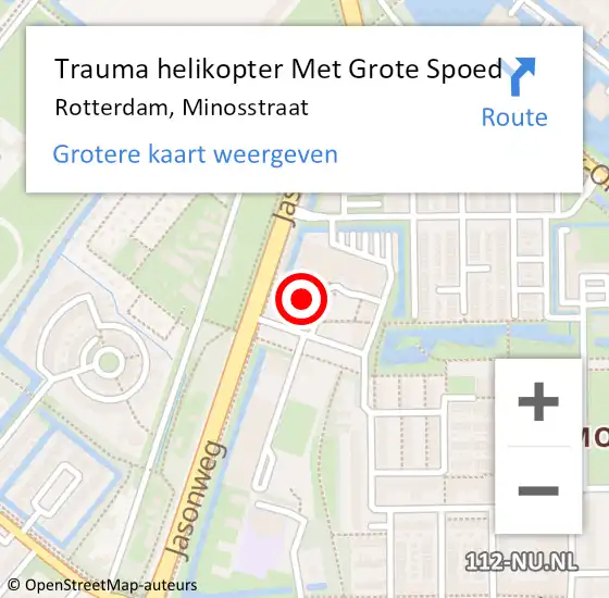Locatie op kaart van de 112 melding: Trauma helikopter Met Grote Spoed Naar Rotterdam, Minosstraat op 26 januari 2024 14:57