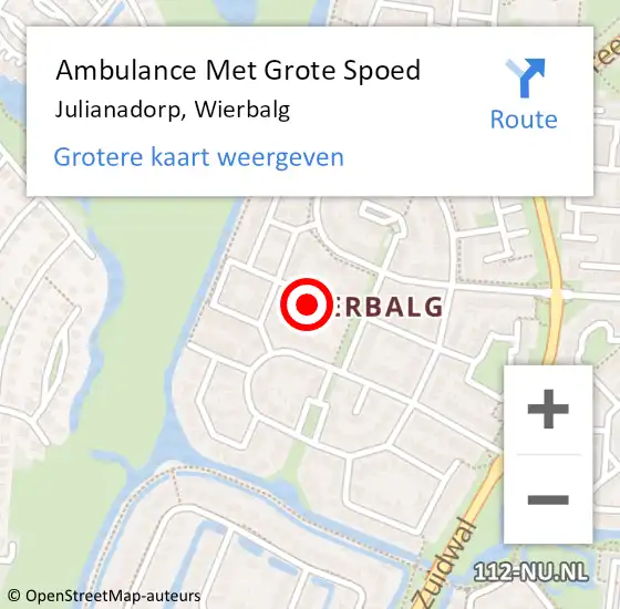 Locatie op kaart van de 112 melding: Ambulance Met Grote Spoed Naar Julianadorp, Wierbalg op 26 januari 2024 15:02