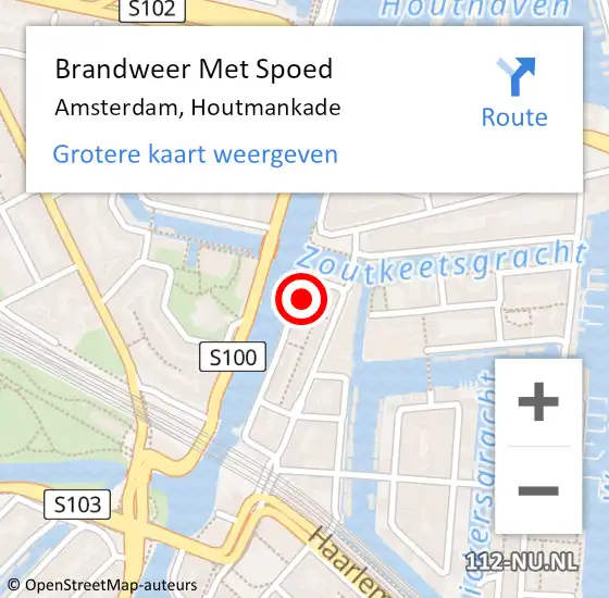 Locatie op kaart van de 112 melding: Brandweer Met Spoed Naar Amsterdam, Houtmankade op 26 januari 2024 15:45