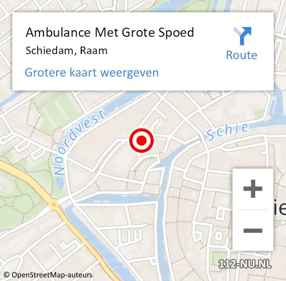 Locatie op kaart van de 112 melding: Ambulance Met Grote Spoed Naar Schiedam, Raam op 26 januari 2024 16:50