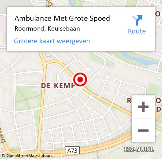 Locatie op kaart van de 112 melding: Ambulance Met Grote Spoed Naar Roermond, Keulsebaan op 26 januari 2024 17:22