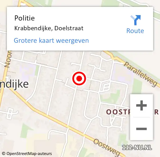 Locatie op kaart van de 112 melding: Politie Krabbendijke, Doelstraat op 26 januari 2024 18:35