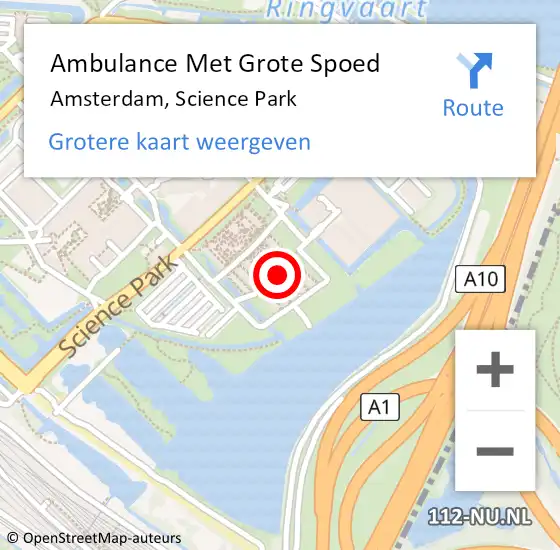 Locatie op kaart van de 112 melding: Ambulance Met Grote Spoed Naar Amsterdam, Science Park op 26 januari 2024 19:25