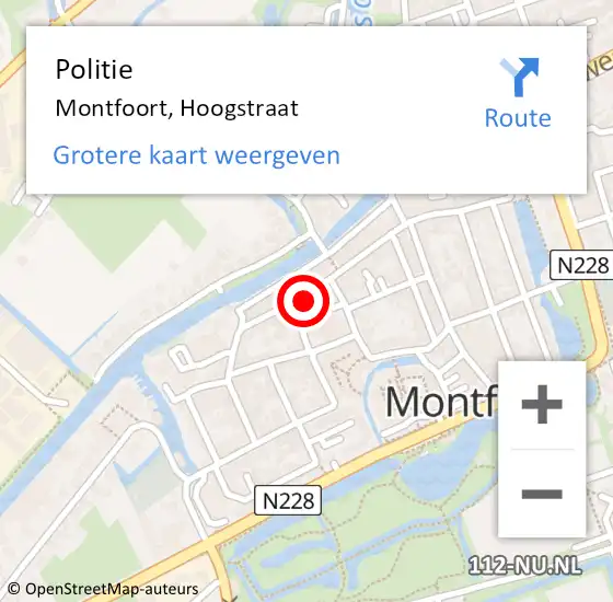 Locatie op kaart van de 112 melding: Politie Montfoort, Hoogstraat op 26 januari 2024 19:39