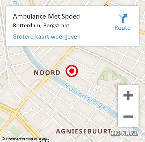 Locatie op kaart van de 112 melding: Ambulance Met Spoed Naar Rotterdam, Bergstraat op 26 januari 2024 19:59