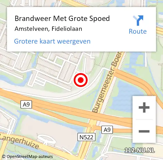 Locatie op kaart van de 112 melding: Brandweer Met Grote Spoed Naar Amstelveen, Fideliolaan op 26 januari 2024 22:01