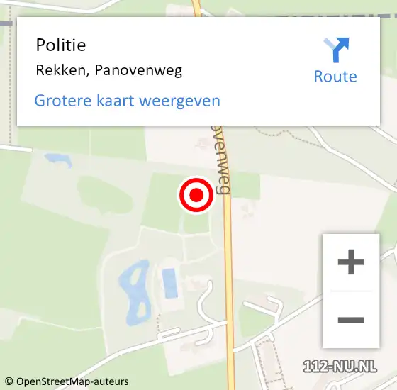 Locatie op kaart van de 112 melding: Politie Rekken, Panovenweg op 26 januari 2024 22:47