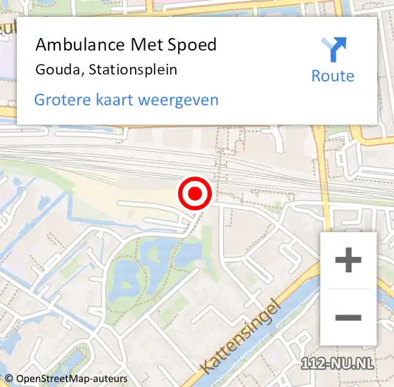 Locatie op kaart van de 112 melding: Ambulance Met Spoed Naar Gouda, Stationsplein op 27 januari 2024 00:42