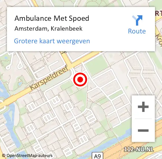 Locatie op kaart van de 112 melding: Ambulance Met Spoed Naar Amsterdam, Kralenbeek op 27 januari 2024 01:26