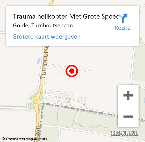 Locatie op kaart van de 112 melding: Trauma helikopter Met Grote Spoed Naar Goirle, Turnhoutsebaan op 27 januari 2024 01:51