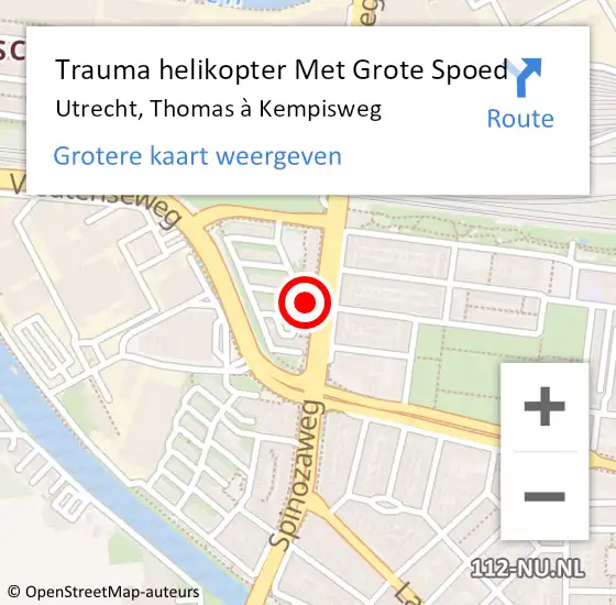 Locatie op kaart van de 112 melding: Trauma helikopter Met Grote Spoed Naar Utrecht, Thomas à Kempisweg op 27 januari 2024 03:09
