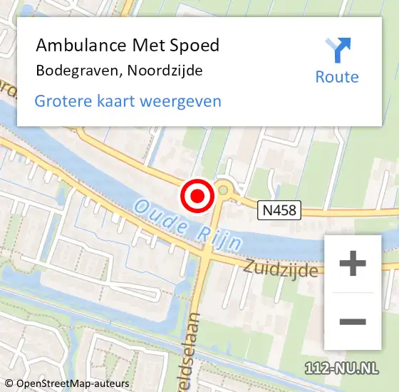 Locatie op kaart van de 112 melding: Ambulance Met Spoed Naar Bodegraven, Noordzijde op 27 januari 2024 04:14