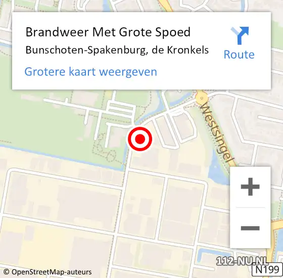 Locatie op kaart van de 112 melding: Brandweer Met Grote Spoed Naar Bunschoten-Spakenburg, de Kronkels op 27 januari 2024 04:51