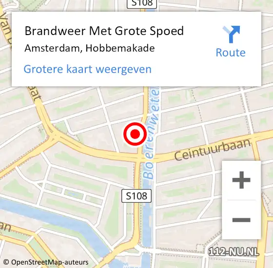 Locatie op kaart van de 112 melding: Brandweer Met Grote Spoed Naar Amsterdam, Hobbemakade op 27 januari 2024 05:13