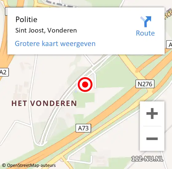 Locatie op kaart van de 112 melding: Politie Sint Joost, Vonderen op 27 januari 2024 05:32