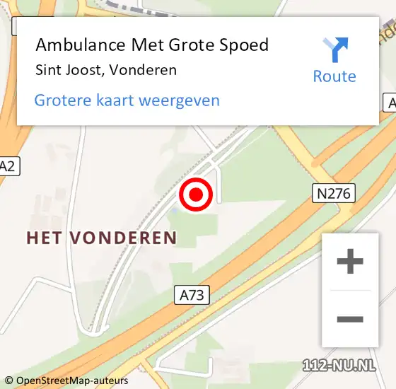 Locatie op kaart van de 112 melding: Ambulance Met Grote Spoed Naar Sint Joost, Vonderen op 27 januari 2024 05:39