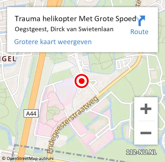 Locatie op kaart van de 112 melding: Trauma helikopter Met Grote Spoed Naar Oegstgeest, Dirck van Swietenlaan op 27 januari 2024 06:32