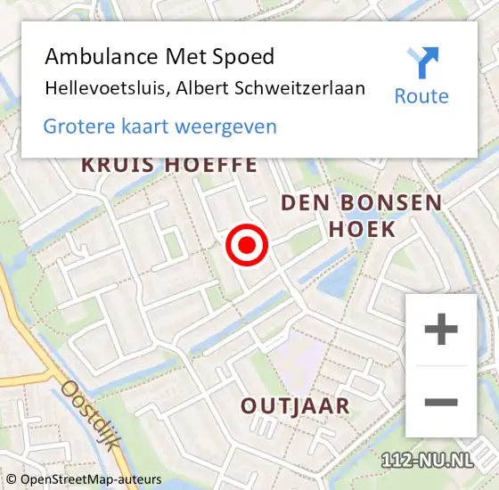 Locatie op kaart van de 112 melding: Ambulance Met Spoed Naar Hellevoetsluis, Albert Schweitzerlaan op 27 januari 2024 09:56