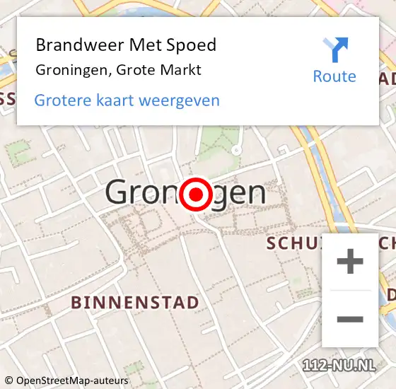 Locatie op kaart van de 112 melding: Brandweer Met Spoed Naar Groningen, Grote Markt op 27 januari 2024 10:21