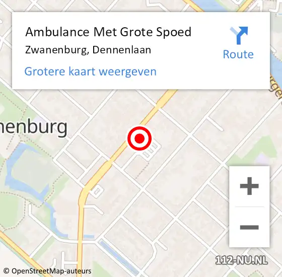 Locatie op kaart van de 112 melding: Ambulance Met Grote Spoed Naar Zwanenburg, Dennenlaan op 27 januari 2024 12:27