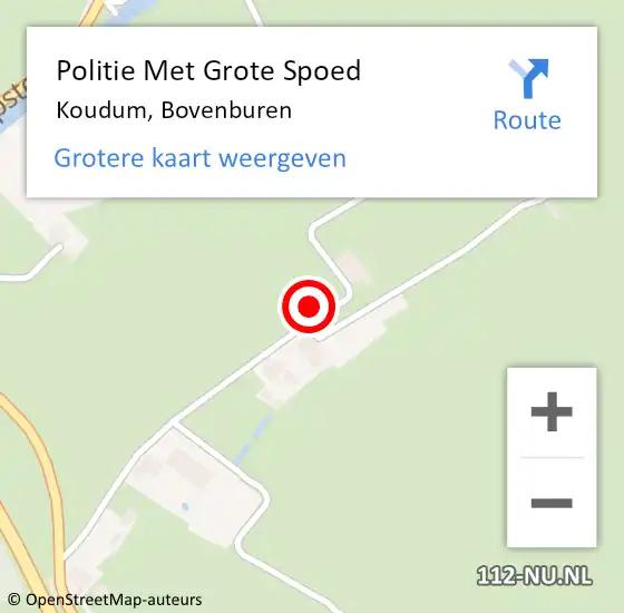 Locatie op kaart van de 112 melding: Politie Met Grote Spoed Naar Koudum, Bovenburen op 27 januari 2024 12:39