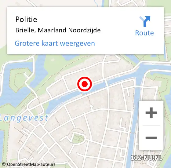 Locatie op kaart van de 112 melding: Politie Brielle, Maarland Noordzijde op 27 januari 2024 12:42