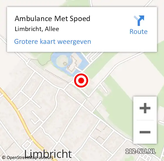 Locatie op kaart van de 112 melding: Ambulance Met Spoed Naar Limbricht, Allee op 27 januari 2024 13:15