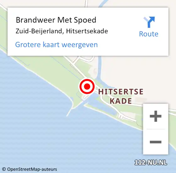 Locatie op kaart van de 112 melding: Brandweer Met Spoed Naar Zuid-Beijerland, Hitsertsekade op 27 januari 2024 13:28