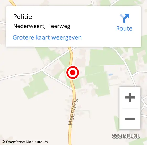 Locatie op kaart van de 112 melding: Politie Nederweert, Heerweg op 27 januari 2024 13:29